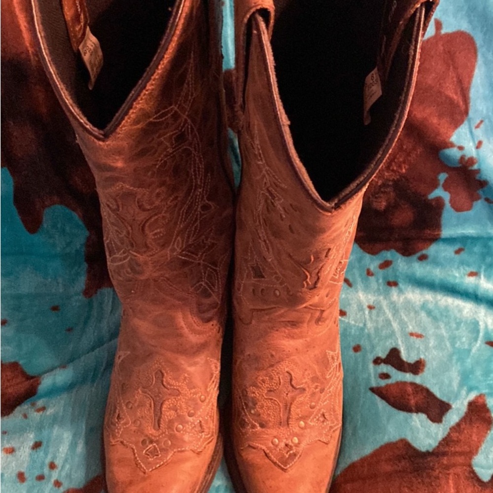 Dan Post Rust Brown Embroidered Western Boots